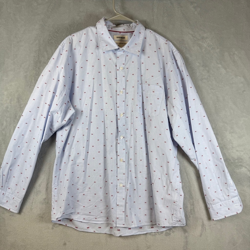 Goodthreads Mens Shirt Size XL Light Blue Crab Print Button Down